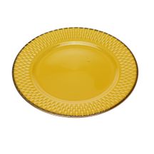 Prato Sobremesa Porcelana Amarelo Drops Detalhe Metalizado 20cm