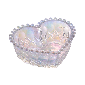 Bowl de Vidro Coração Balls Rainbow Furta-Cor Metalizado 13,5cm