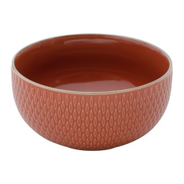 Bowl Porcelana Drops Laranja com Detalhe Metalizado - 700ml