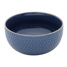 Bowl Porcelana Drops Azul com Detalhe Metalizado - 700ml