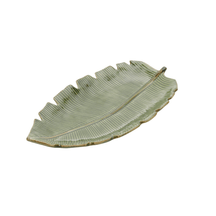 Prato Decorativo Cerâmica Folha de Banana Leaf Verde 29 cm