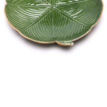 Prato Decorativo de Cerâmica Banana Leaf Folha Trevo Verde 20cm