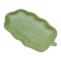 Prato Travessa de Cerâmica Leaf Folha Banana Verde 20cm