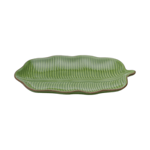 Prato Travessa de Cerâmica Leaf Folha Banana Verde 20cm