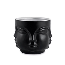 Vaso Cachepot Face Preto em Cerâmica (P) - 10 cm
