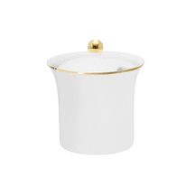 Açucareiro de Porcelana com Tampa Branco com Filete Ouro Linha Sofia - 200ml
