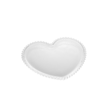 Prato de Cristal Sobremesa Coração Pearl Bolinha - 20 cm
