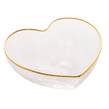 Bowl Vidro Martelado Coração Fio de Ouro - 15 cm