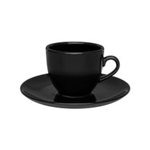 Xícara de Chá Porcelana com Pires Preto Black -  200ml