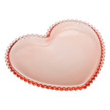 Prato Cristal Coração Pearl Bolinha Rosa - 30 cm