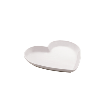 Prato Cerâmica Coração Branco - 14,5 cm