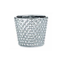 Vaso Cachepot Bolinhas Dots Cerâmica Prata - 8 cm