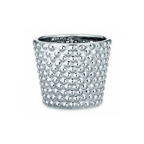 Vaso Cachepot Bolinhas Dots Cerâmica Prata - 8 cm