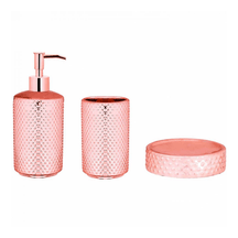 Kit Para Banheiro Dots Rose Gold em Cerâmica - 3 peças