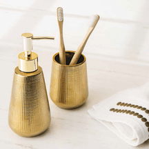 Kit Para Banheiro Luxo em Cerâmica Dourado - 2 Peças