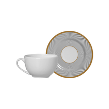 Xícara de Chá Ritz Com Pires Borda Ouro Cerâmica Feldspática