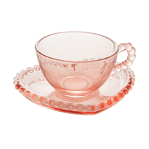 Jogo de 4 Xícaras de Chá Cristal com Pires Coração Pearl Rosa - 180ml