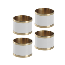 Conjunto de Anéis para Guardanapo Branco e Dourado -  5 x 5 cm