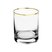 Copo Baixo Whisky Barware Gold Fio de Ouro em Cristal Ecológico - 320ml