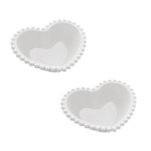 Conjunto 2 Bowls Porcelana Coração Beads Bolinha Branco - 15 cm