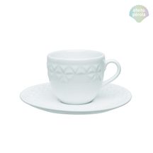 Xícara de Chá Porcelana com Pires Mia Perola Branco - 200 ml