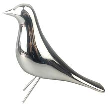 Pássaro Decorativo Prata Em Cerâmica Pé em Metal (P) 15cm