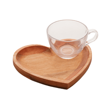 Xícara de Chá Com Prato Madeira Liptus Coração 190ml