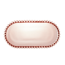 Travessa Cristal de Chumbo Oval Pearl Rosa 24 x 12 cm
