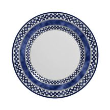 Prato de Sobremesa Capri Azul e Branco Cerâmica 19,5cm