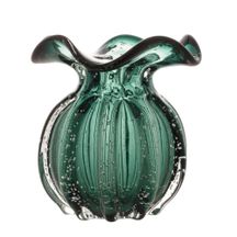 Vaso Murano Trouxinha de Vidro Italy Verde Esmeralda 13 cm