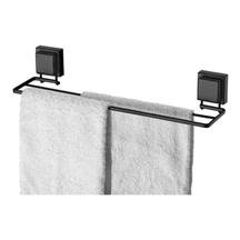 Toalheiro Duplo para Banheiro  com Ventosa 45cm Preto Fosco Design Elegante