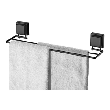 Toalheiro Duplo para Banheiro  com Ventosa 45cm Preto Fosco Design Elegante