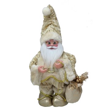 Papai Noel Musical Dourado e Branco 37,50cm