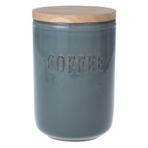 Pote Porta Mantimentos para Café em Cerâmica Cinza com Tampa de Bambu