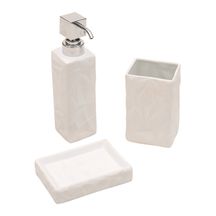 Kit para Banheiro de Cerâmica Emborrachado Branco