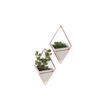 Conjunto Vaso Decorativo Cachepot de Parede Triangular de Concreto 18 cm x 11,5 cm 2 Peças Umbra 470753-633