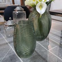 Vaso de Vidro Transparente Verde 20cm