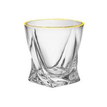 Jogo 6 Copos Baixos Whisky em Cristal com Borda Dourada 300ml