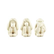 Trio da Sabedoria Macacos em Cimento Branco