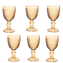 Jogo 6 Taças Coupe Sorvete Sobremesa Champanhe Diamond Vidro Âmbar  Metalizado 310ml - Ela Decora