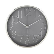 Relógio de Parede Cinza e Cromado 25cm