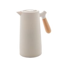 Garrafa Térmica Nórdica em Plástico com Cabo de Madeira Branca 1 Litro