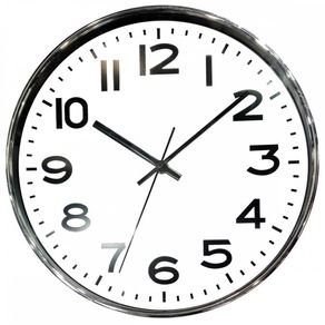 Relógio de Parede Branco e Cromado 30cm
