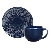 Jogo 6 Xícaras de Chá com Pires Agra Deep Blue Azul 260ml