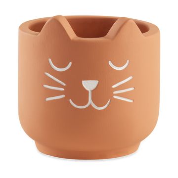 Vaso Cachepot Gato em Cimento Terracota 10cm