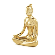 Escultura Mulher Yoga em Porcelana Dourado