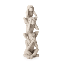 Escultura Macacos em Poliresina Cinza 31cm