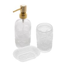 Kit para Banheiro Vidro Dourado e Transparente Lux 3 Peças