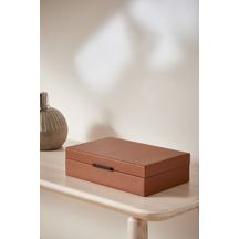 Caixa em MDF com Revestimento em PU Marrom 26cm Mart