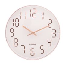 Relógio de Parede em Plástico Quartz Branco com Rose Gold 30,5cm